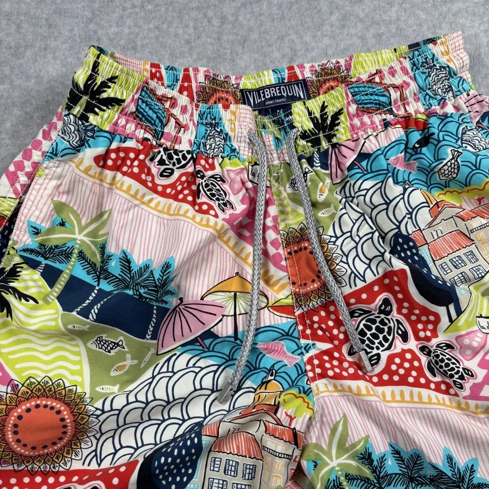 Vilebrequin Saint Tropez Les Plages Men's M Swim Trunks Board Shorts Lined